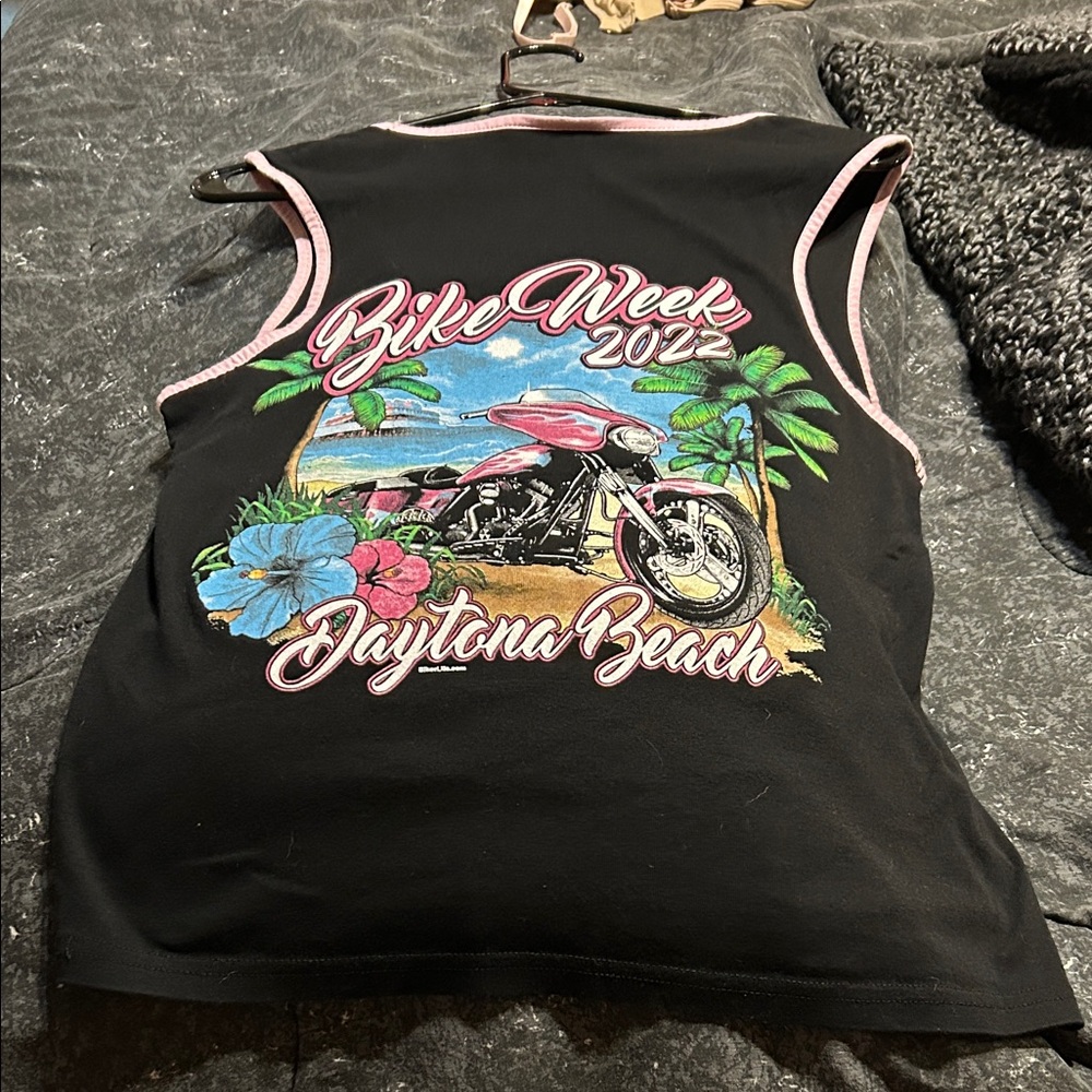 Bike Week Daytona Beach 2022 Women's Black Tank with Pink Trim